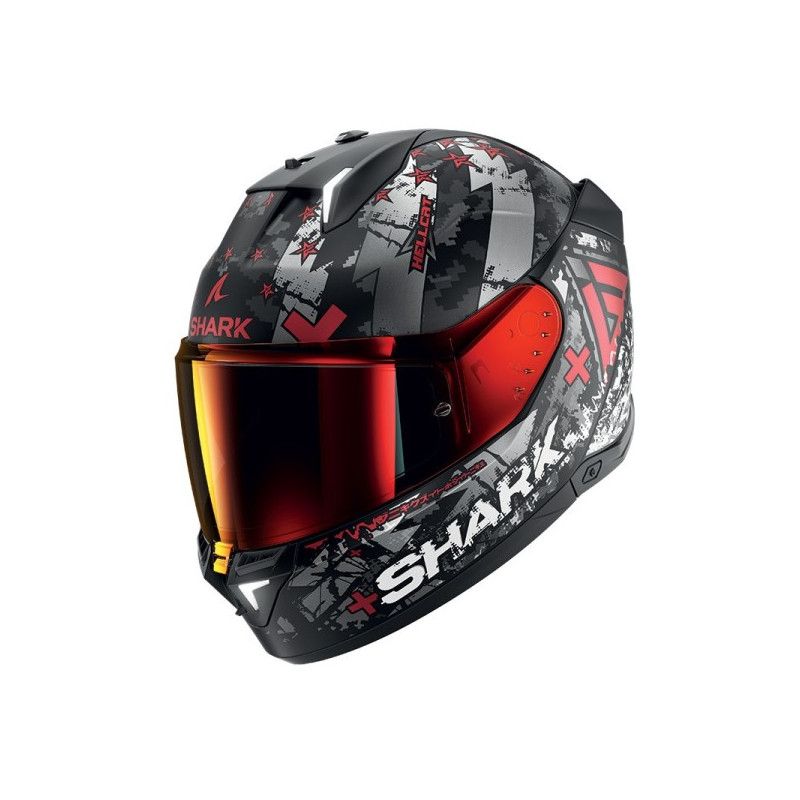 Capacete Shark Skwal i3 Hellcat - Preto Mate/Cromado/Vermelho