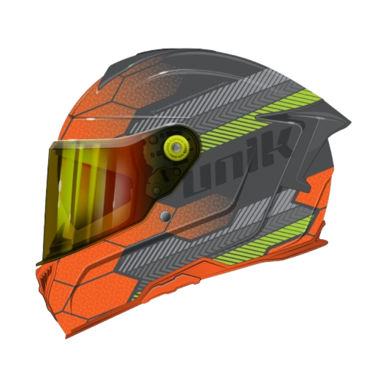 Capacete Integral Unik c/oculo Solar Ultra DV (Honey Cinza.Laranja)