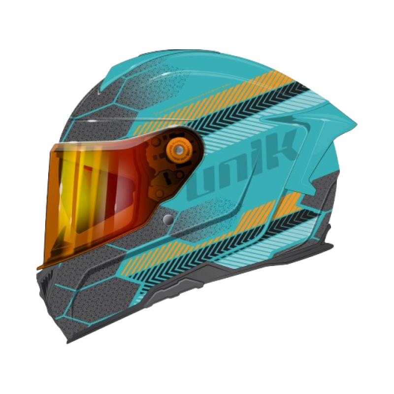 Capacete Integral Unik c/oculo Solar Ultra DV (Honey Azul.Cinza)